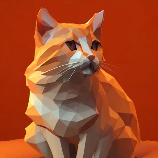 Low poly orange cat, soft smooth lighting