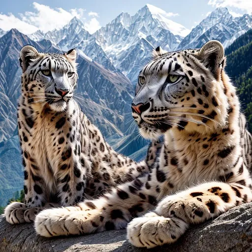 Prompt: Create a dazzling image of a Kashmiri Snow Leopard: anatomically perfect {body, head, face, ears and limbs}, highly detailed facial features {muzzle, chin, jaws, dentition}, highly detailed symmetric eyes {iris, eyeball, pupil, lens and cornea}, intricately detailed background of beautiful Himalaya Mountains and dazzling Dal Lake of Sri Nagar by using Unreal Engine 5, HDR Octane 3D, Ultra HD 1024K, CryEngine, fit in frame, centered, focus sharp, hyperrealistic, highest quality of design details, digital art masterpiece, perfect image composition, clarity, harmony, hierarchy, proportions, order.