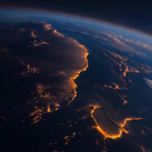 Prompt: earth, extreme details, warm colors, view from space, beautiful clouds