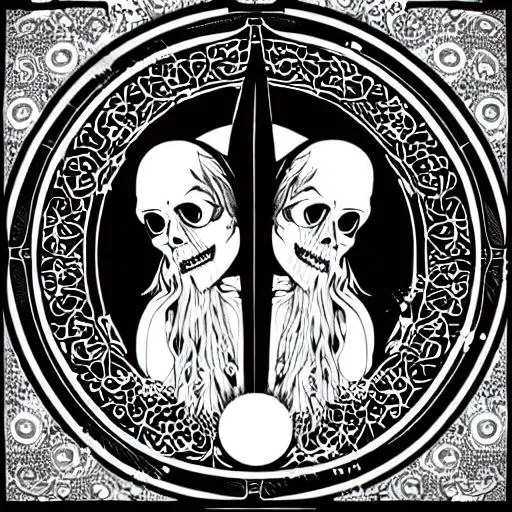 Prompt: Hippy Grim reaper in the night time with moon black sacred geometry 