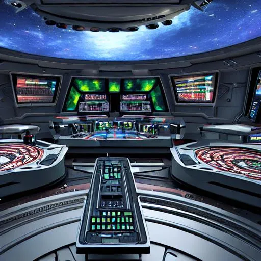 Prompt: Command deck of an alien spaceship realistic