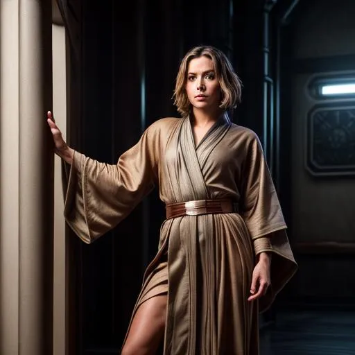 Prompt: Create a photograph of a  Jedi, old republic robes, extremely detailed environment, detailed background, intricate, detailed skin, natural colors , professionally color graded, full body