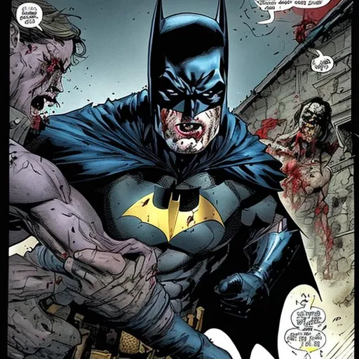 Prompt: Batman is turning to a zombie