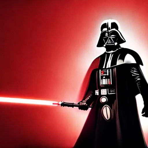Prompt: Darth Vader standing with a red saber in his hand,cinematic,well defined