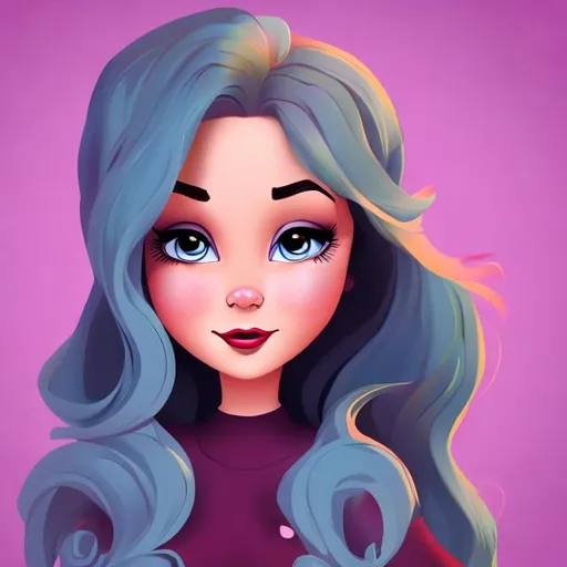 Prompt: Cartoon beauty with long hair