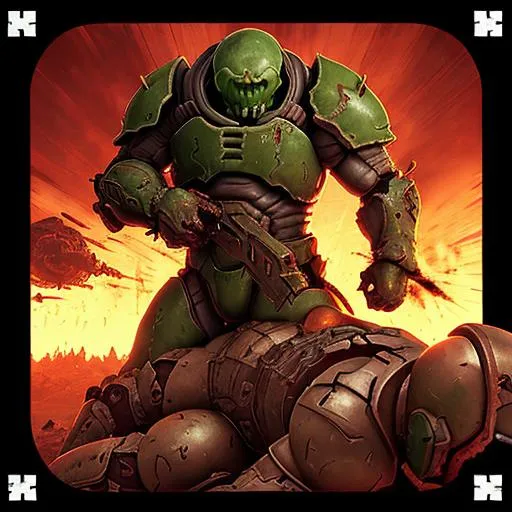 Prompt: THE ICON OF SIN FROM DOOM GETTING KILLED BY THE DOOM SLAYER
