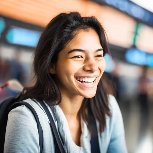 Prompt: smiling person at airport
