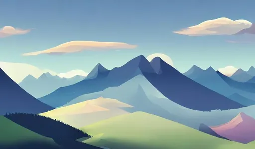 Prompt: a 4k pc doodle wallpaper which has sky mountain and soft colors in minimalist style
