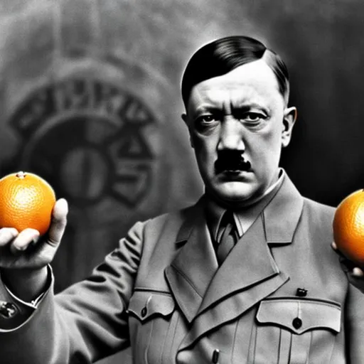 Prompt: Hitler holding an orange