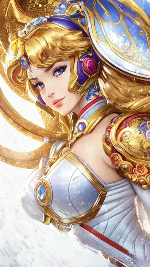 Prompt: sailormoon with ironman collaboration armor, show beautiful face, wink, seductive, lovely, big hips, wet soaked, tipsy, pale skins, juicy, mirage, tron, 3d, Splash art, front, epic Instagram, artstation, hyperdetailed intricately detailed, intricately detailed full helmet, unreal engine, fantastical, intricate detail, splash screen, complementary colors, Sci-fi concept art, 8k, heavy strokes, splash arts, full height, full body,