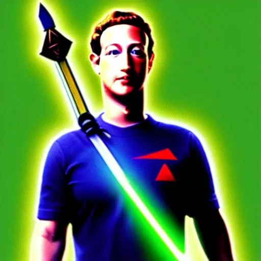Prompt: tloz Zuckerberg retro Video game Box art portrait of ((Mark Zuckerberg)) cosplaying as Link holding a master sword and wearing a green link outfit from The Legend of Zelda: Orcarina of Time (1998) for Nintendo 64