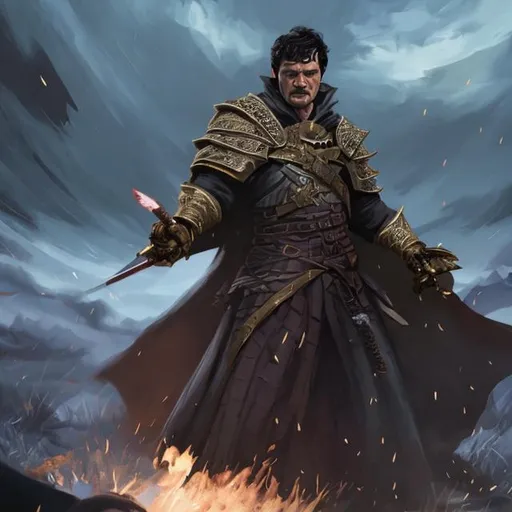 Prompt: pedro pascal battle mage