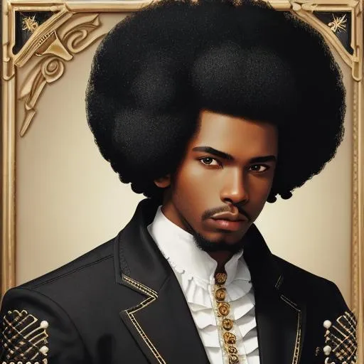 Prompt: Lord Funk (black man with afro hair style)