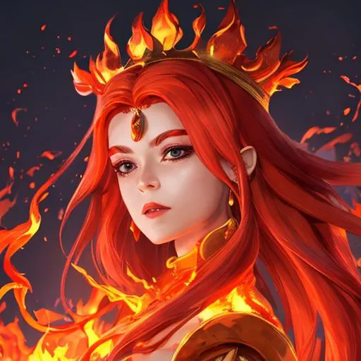 Prompt: fire princess, closeup