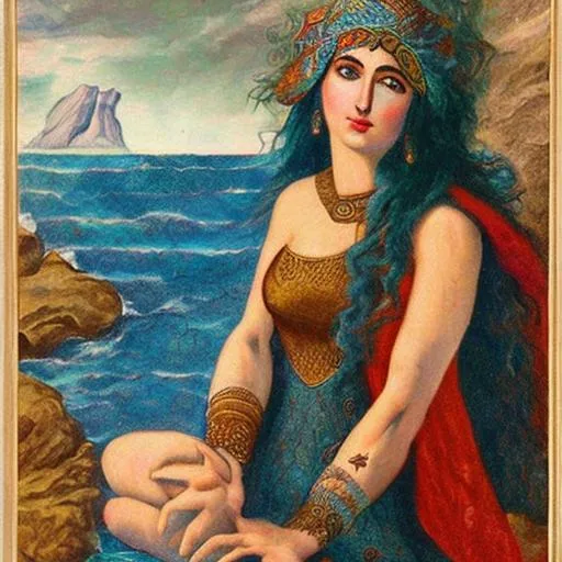 Prompt: Armenian goddess of sea and water Tsovinar