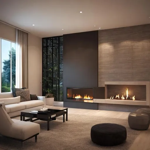 Prompt: modern sophisticated living room, warm, with fireplace
line drawing with render