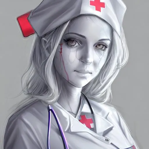 Prompt: realistic sketch of ghost nurse
