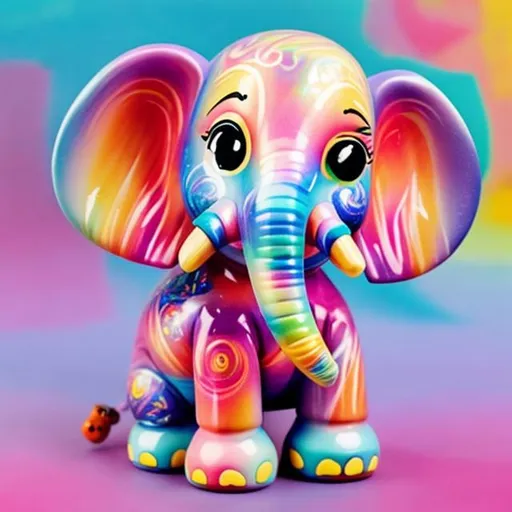 Prompt: Elephant toy in the style of Lisa frank