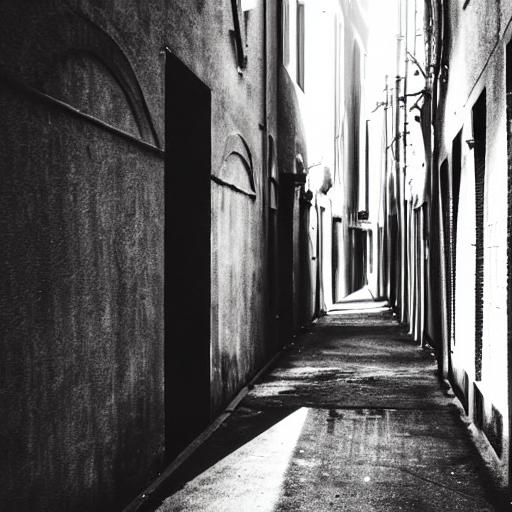 A dark alley with redish shadows | OpenArt