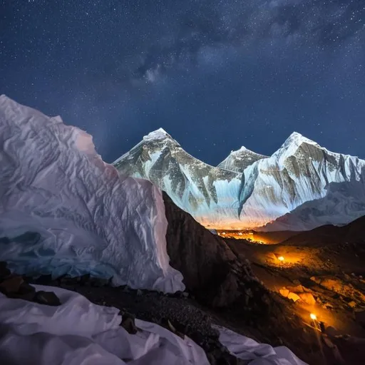 Prompt: everest at night