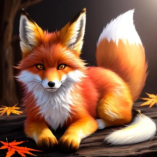 Prompt: (3D, masterpiece, detailed oil painting,, UHD character, UHD background) Adolescent runt vixen fox, 2-foot {quadruped}, dreamy amber eyes, fuzzy white-gold pelt, copper bracelet with gold etchings on head, pointy brown ears, vivid red sugar maples, timid, curious, slender, scrawny, fluffy gold-white mane, blue frosty fur highlights, warm orange fur highlights, frost on face, dreamy, melodic, beautifully detailed fur, beautifully detailed eyes, beautifully detailed defined face, beautifully detailed defined furry legs, beautifully detailed background, full body focus, 8k, 16k