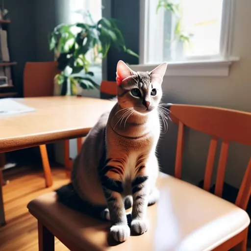Prompt: cat sitting on chair
