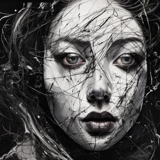 Prompt: geometric black and white dark woman background dark sky, jenny saville, edward hopper, surrealism, dark art by james jean, takato yamamoto, inkpunk minimalism, realistic colors, hyperrealistic, hdr, delicate detail, highly detailed, masterpiece, very beautiful, adorable, marvelous, exquisite, captivating, alluring, award winning, spectacular, trendy, polished, very cute, glorious, fabulous, excellent, astonishingDark colors, Alasdair McLellan, digital painting; Crown over the head, by Daniel Merriam, Nikolina Petolas, Peter Gric, Dariusz Klimcza full colors, hair backlighting, back lighting, volumetric lighting, 8K, perfect eyes, perfect pupils, expressive eyes, hands by Albrecht Durer, smoke, particle fx, mist, fog, fire, explosions, debris


