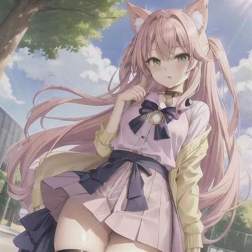 cat girl with pink hair - Playground