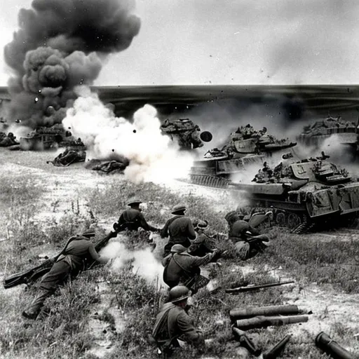 Prompt: Artillery Barrage 1941 Battle of Kursk