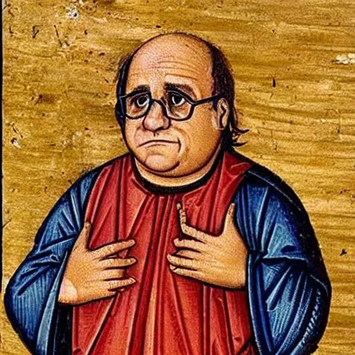 Prompt: Danny Devito in Medieval art