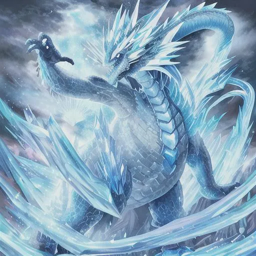 Prompt: Giant Blue Ice Dragon