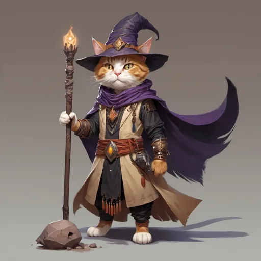 Prompt: A cat person warlock from the desert