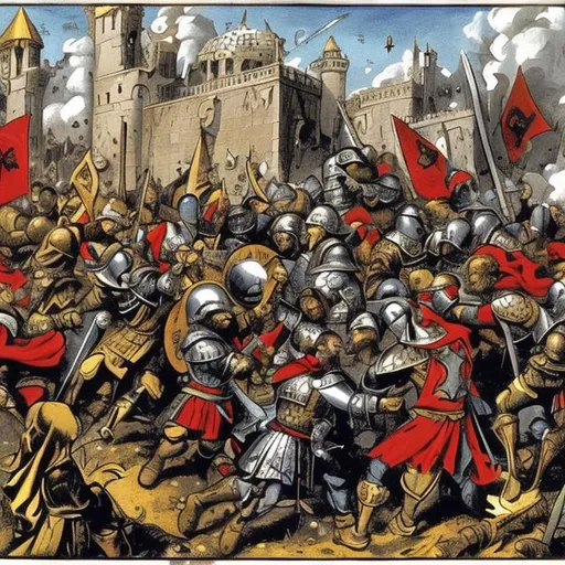 Prompt: crusaders fighting muslims