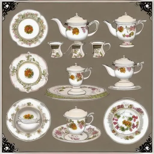 Victorian tableware clipart