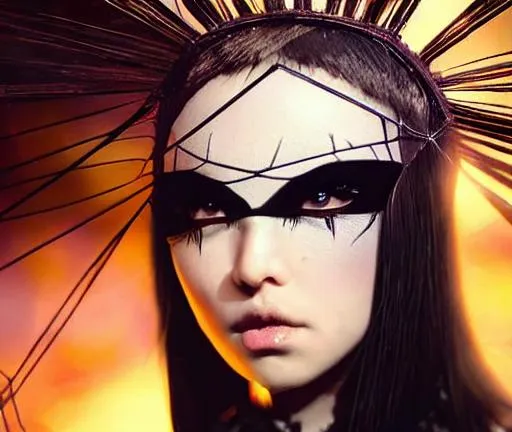 bird woman, black makeup, raven, bird queen
