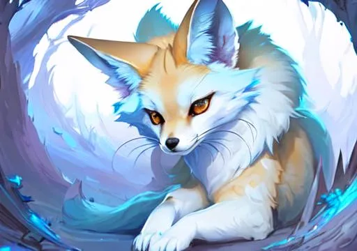 huge fennec fox monster with blue eyes, pretty, beau... | OpenArt