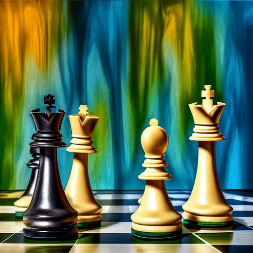 Prompt: Chess pieces talking to each other abstract art 