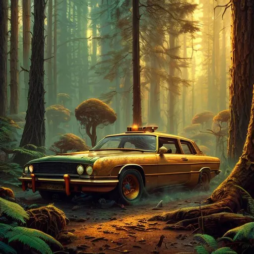 Prompt: forest   , vintage, hyperdetailed, 8k resolution concept art, complementary colors, deep color, hyperrealism, photorealism, golden hour, complex, detailed, expansive, photorealistic, retro, Julian Pott style