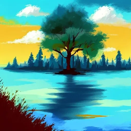Prompt: just chill in the style of bob ross painting
