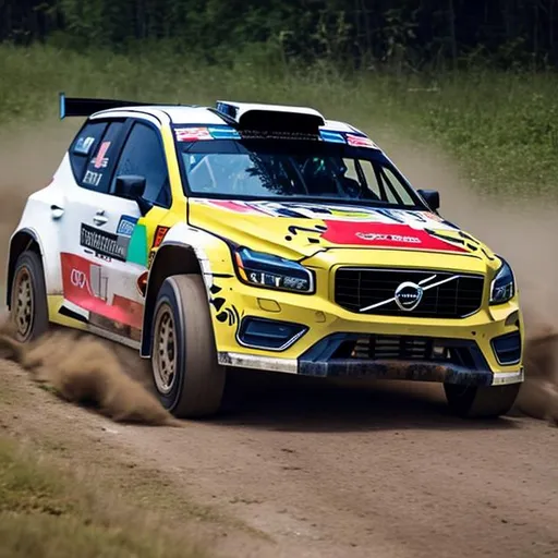 Prompt: modern Volvo van modified for rally racing, xc40 style