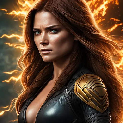 Prompt: High resolution hyperrealistic dynamic image of hope summers merged with x-23, symmetrical detailed photorealistic face, highly detailed, cinematic, uhd, hdr, 64k