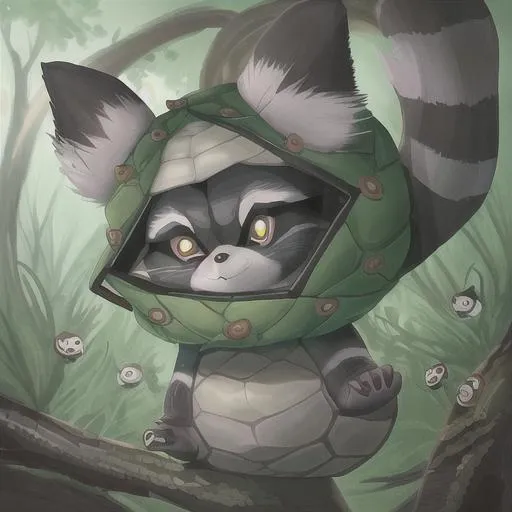 Prompt: racoon turtle hybrid cute
