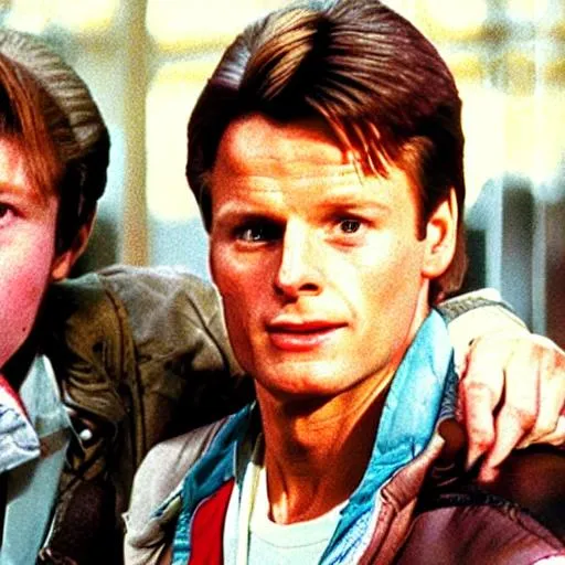 Prompt: After visiting 2015, Marty McFly must repeat his visit to 1955 to prevent disastrous changes to 1985...without interfering with his first trip.