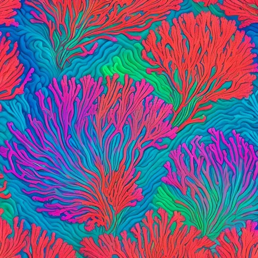 Prompt: Fan coral in the style of Lisa frank