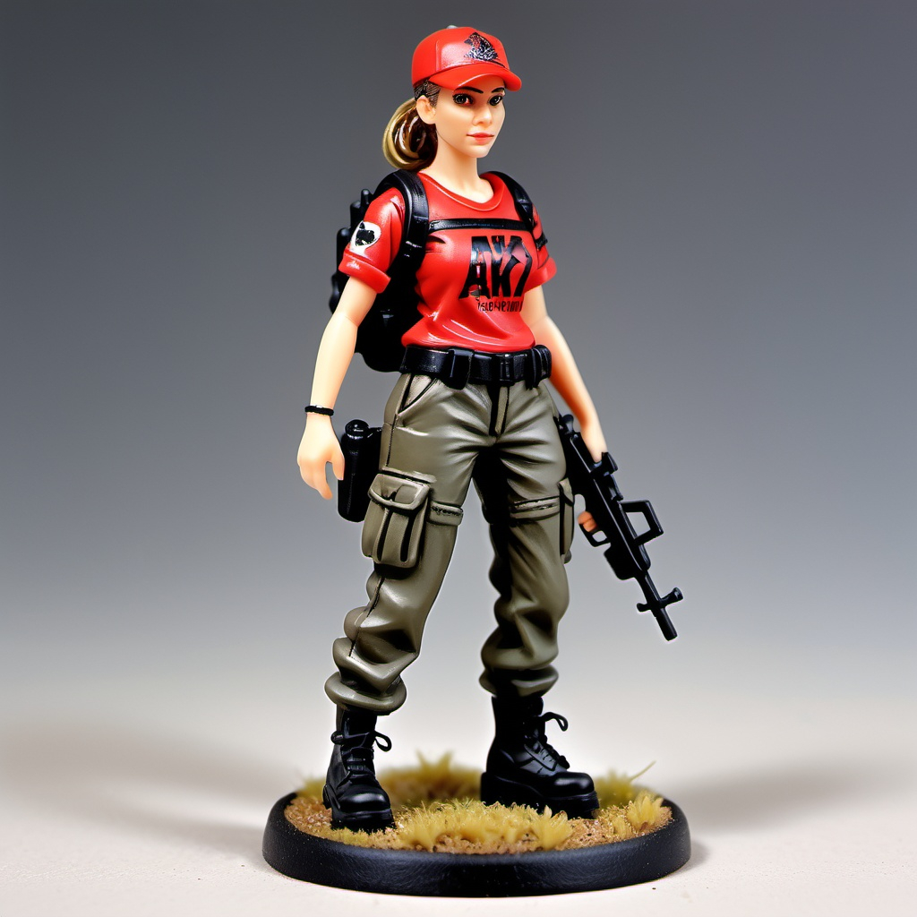 Mini Female Style 28mm table top gaming miniature. female. Red a...