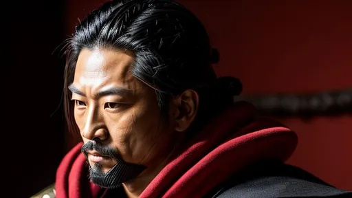Prompt: Young Hiroyuki Sanada wearing an Oni mask as a Samurai Photorealistic Overdetailed Portrait, Well Detailed face, Red and Black Robes and Armor, Black hair, Detailed Hands, Detailed Twilight Background, Intricately Detailed, Award Winning, Photograph, Film Quality.