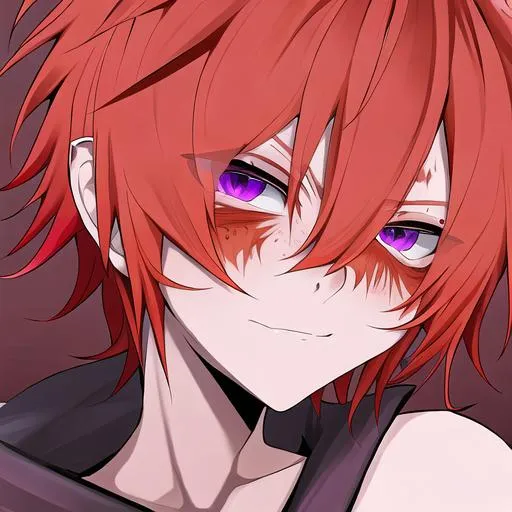 Prompt: Erikku male adult (short ginger hair, freckles, right eye blue left eye purple) UHD, 8K, Highly detailed, insane detail, anime style, covered in blood, psychotic