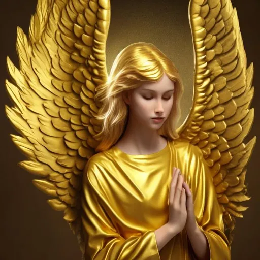 Prompt: an angel with golden wings 
