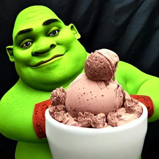 Prompt: fat shrek ice cream poo