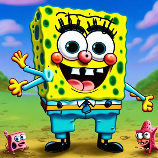 Prompt: spongebob squarepants,and patrick  illustration, painting, drawing, art, sketch, illustration, painting, drawing, art, sketch